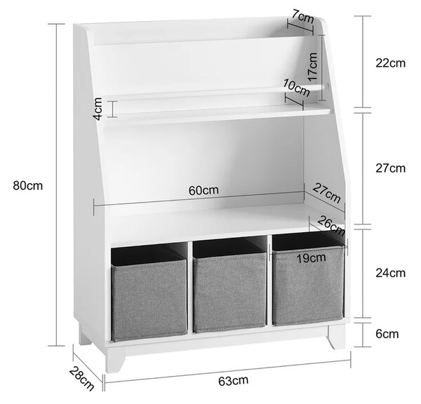 Dječja biblioteka s prostorom za pohranu 63x28x80cm