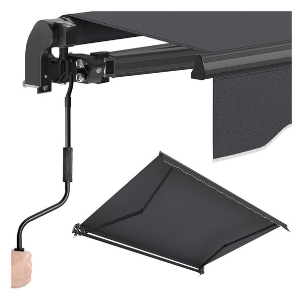 Sklopiva tenda s ručnom ručicom za pouzdanu zaštitu od sunca - Siva - 300 x 250 cm