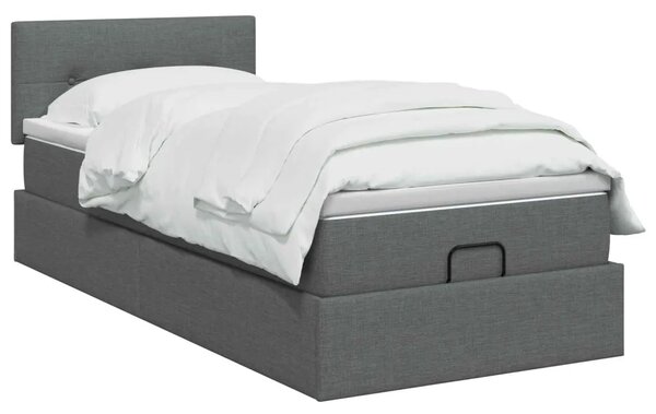 Krevet od pjene s madracem i LED-om Tamnosiva 90 x 200 cm - Tamnosiva 90 x 200 cm Prošiveno gumbima