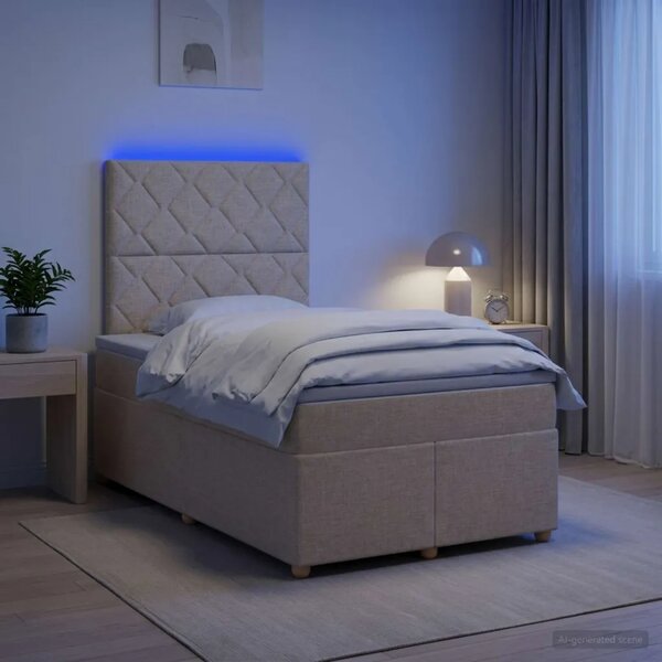 Boxspring krevet s madracem Krem 120 x 190 cm Tkanina - Krem 120 x 190 cm Dizajn s rombovima
