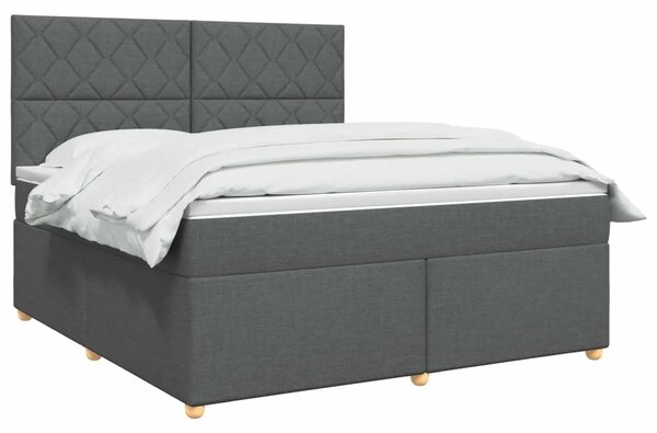 Boxspring krevet s madracem Tamnosiva 140 x 200 cm Tkanina - Tamnosiva 140 x 200 cm Dizajn s rombovima