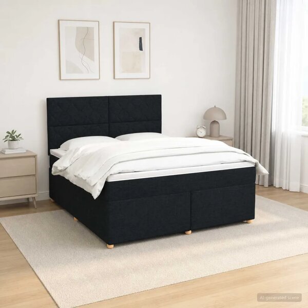 Boxspring krevet s madracem Crna 180 x 200 cm Tkanina - Crna 180 x 200 cm Dizajn s rombovima