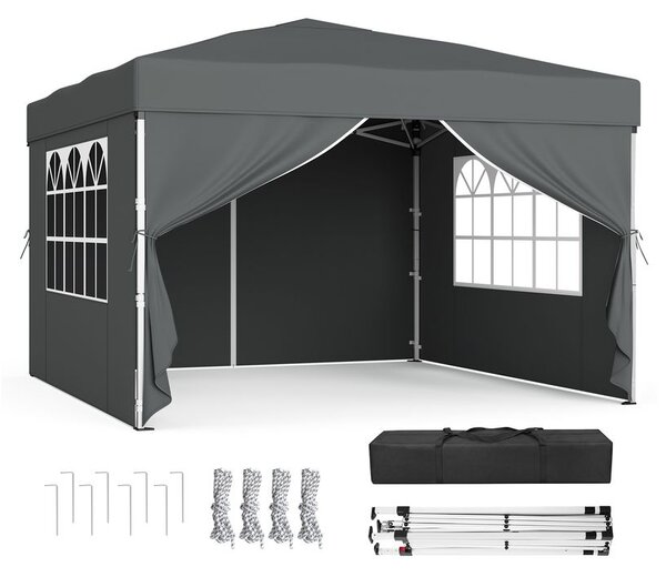 Paviljon 3 x 3 m za vrt i zabave sa zaštitom od sunca - Siva - 3 x 3 m s 4 bočne ploče