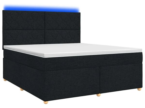 Boxspring krevet s madracem Crna 180 x 200 cm Tkanina - Crna 180 x 200 cm Dizajn s rombovima