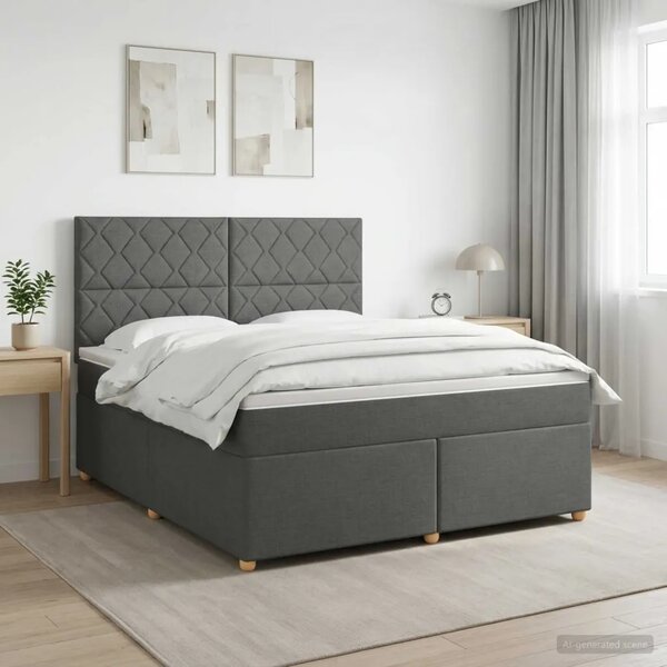 Boxspring krevet s madracem Tamnosiva 140 x 200 cm Tkanina - Tamnosiva 140 x 200 cm Dizajn s rombovima