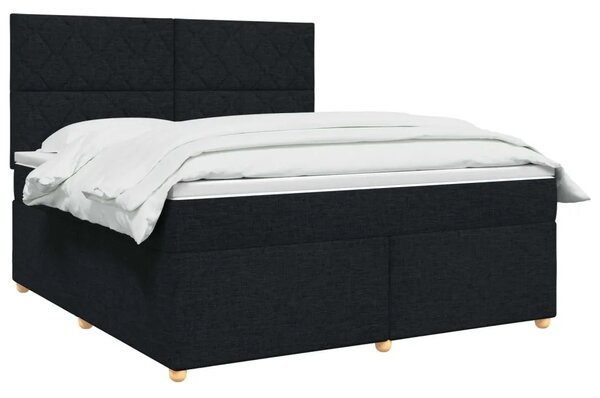 Boxspring krevet s madracem Crna 180 x 200 cm Tkanina - Crna 180 x 200 cm Dizajn s rombovima