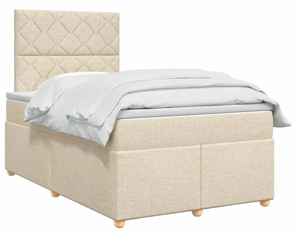 Boxspring krevet s madracem Krem 120 x 190 cm Tkanina - Krem 120 x 190 cm Dizajn s rombovima