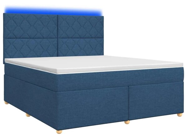 Boxspring krevet s madracem Plava 180 x 200 cm Tkanina - Plava 180 x 200 cm Dizajn s rombovima