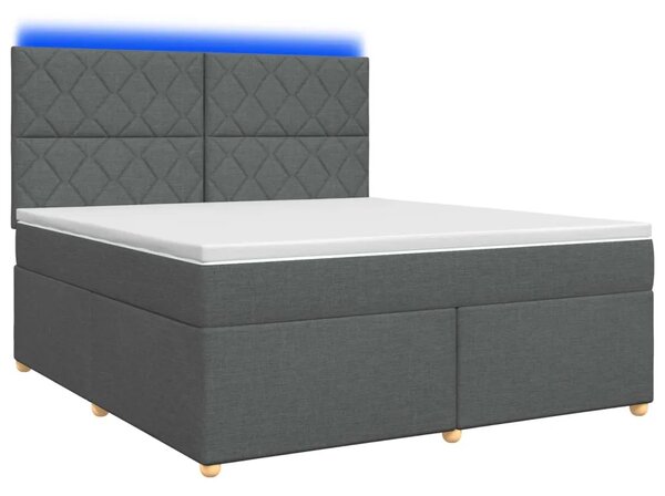 Boxspring krevet s madracem Tamnosiva 140 x 200 cm Tkanina - Tamnosiva 140 x 200 cm Dizajn s rombovima
