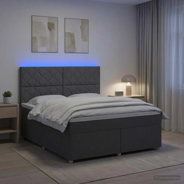 Boxspring krevet s madracem Tamnosiva 140 x 200 cm Tkanina - Tamnosiva 140 x 200 cm Dizajn s rombovima