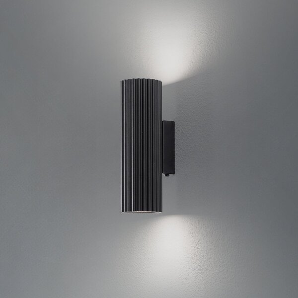 SOLLUX LIGHTING Zidna lampa karbon, crna, visina 20 cm, aluminij, 2 žarulje., prigušiva, Crno, Dnevni boravak/blagovaonica, Aluminij