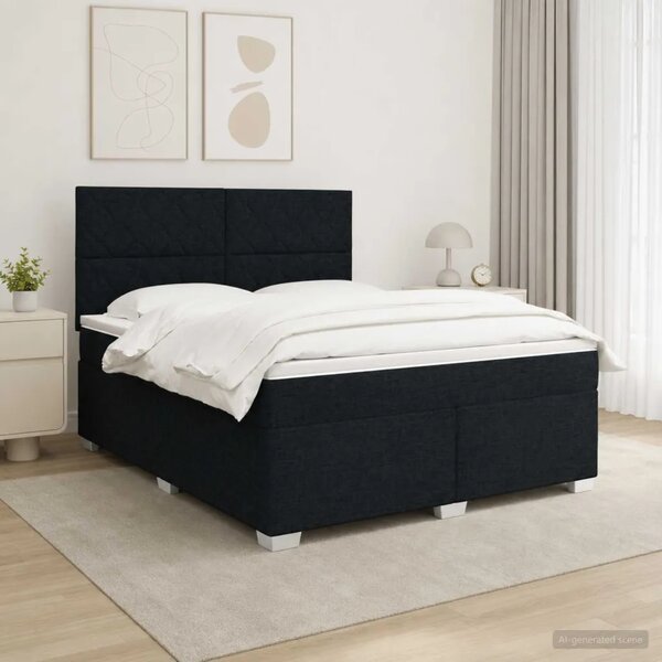 Boxspring krevet s madracem Crna 180 x 200 cm Tkanina - Crna 180 x 200 cm Dizajn s rombovima
