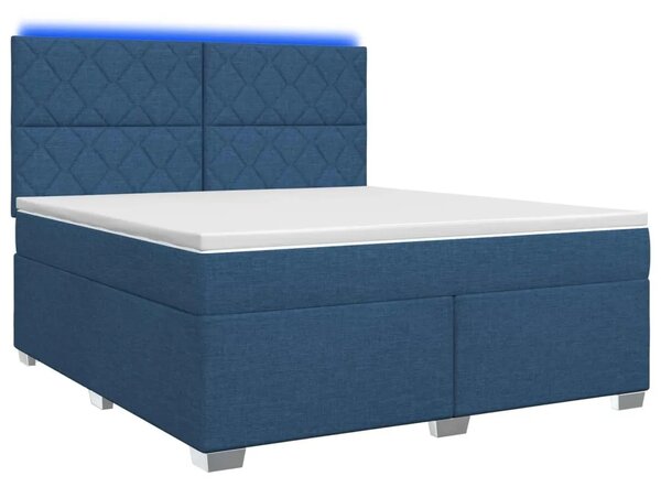 Boxspring krevet s madracem Plava 180 x 200 cm Tkanina - Plava 180 x 200 cm Dizajn s rombovima