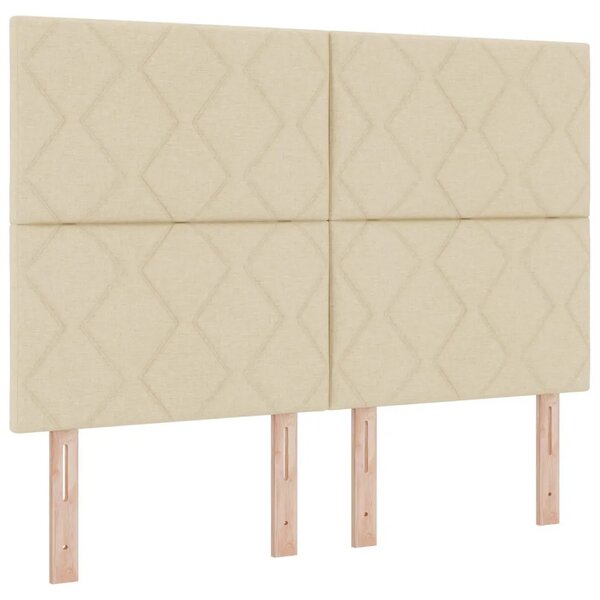Boxspring krevet s madracem Krem 160 x 200 cm Tkanina - Krem 160 x 200 cm Dizajn s rombovima