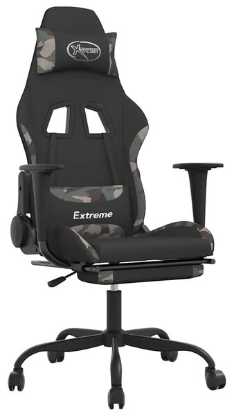 Masažna Gaming stolica od tkanine s osloncem crno-maskirna - Maskirna Sa naslonom za noge