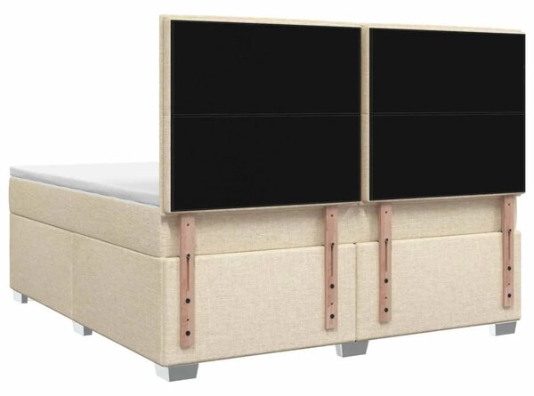 Boxspring krevet s madracem Krem 160 x 200 cm Tkanina - Krem 160 x 200 cm Dizajn s rombovima