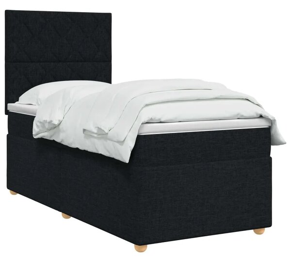 Boxspring krevet s madracem Crna 90 x 190 cm Tkanina - Crna 90 x 190 cm Dizajn s rombovima