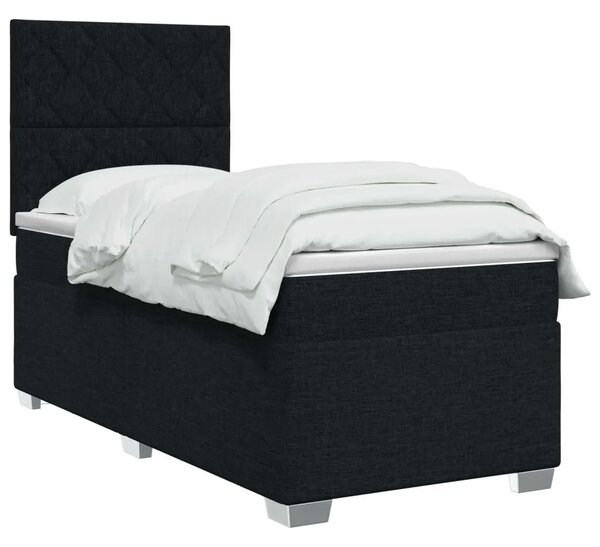Boxspring krevet s madracem Crna 90 x 200 cm Tkanina - Crna 90 x 200 cm Dizajn s rombovima