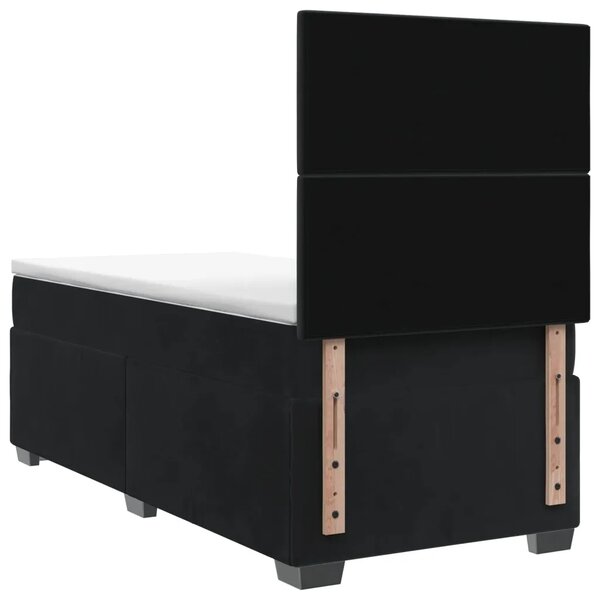 Boxspring krevet s madracem Crna 90 x 200 cm Baršun - Crna 90 x 200 cm Kristal s dugmadima