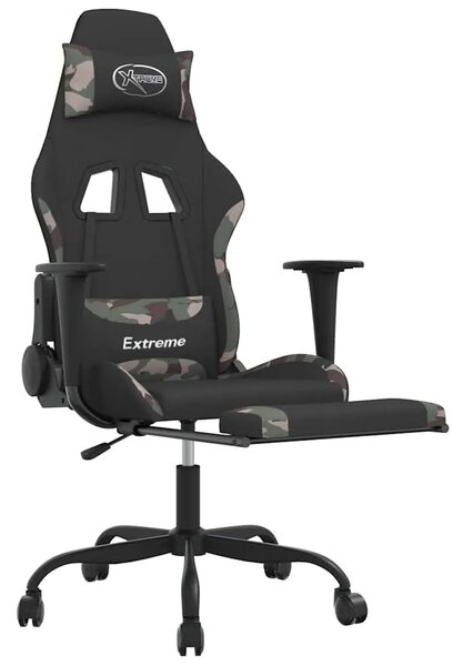 Masažna Gaming stolica od tkanine s osloncem crno-maskirna - Maskirna Sa naslonom za noge