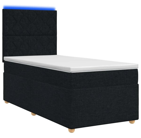 Boxspring krevet s madracem Crna 90 x 190 cm Tkanina - Crna 90 x 190 cm Dizajn s rombovima