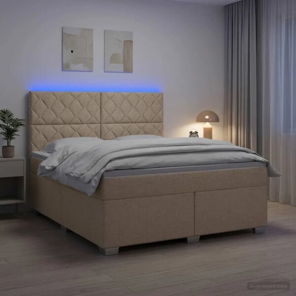 Boxspring krevet s madracem Krem 160 x 200 cm Tkanina - Krem 160 x 200 cm Dizajn s rombovima