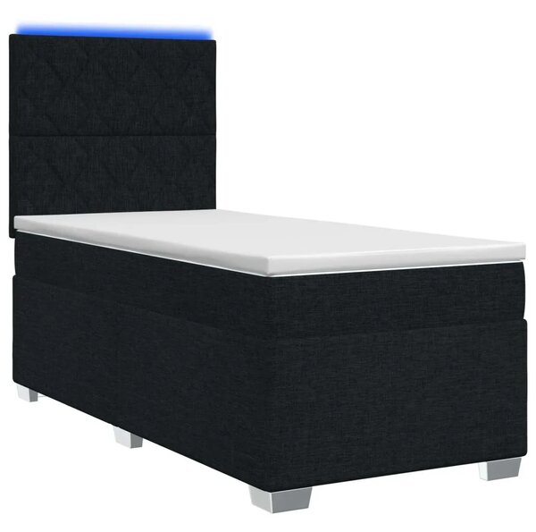 Boxspring krevet s madracem Crna 90 x 200 cm Tkanina - Crna 90 x 200 cm Dizajn s rombovima