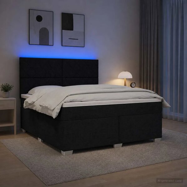 Boxspring krevet s madracem Crna 180 x 200 cm Tkanina - Crna 180 x 200 cm Dizajn s rombovima