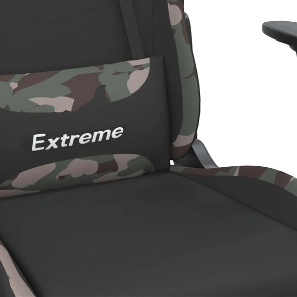 Masažna Gaming stolica od tkanine s osloncem crno-maskirna - Maskirna Sa naslonom za noge