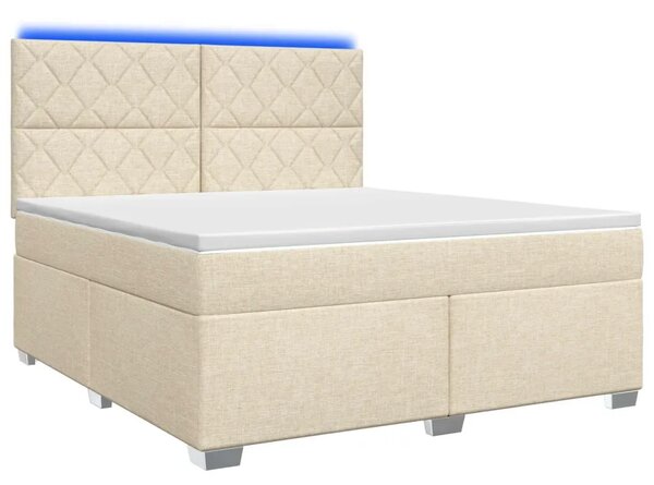 Boxspring krevet s madracem Krem 160 x 200 cm Tkanina - Krem 160 x 200 cm Dizajn s rombovima