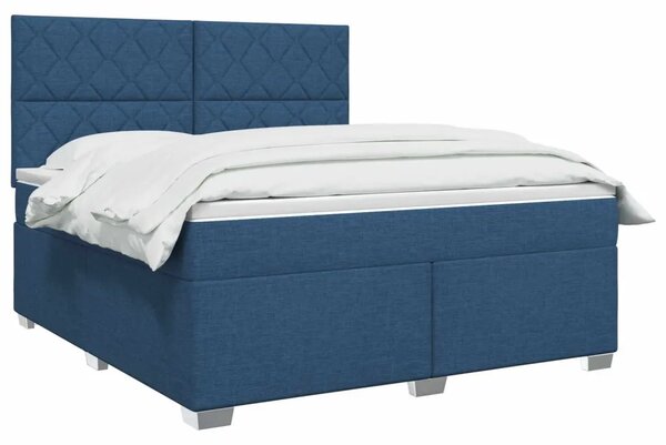 Boxspring krevet s madracem Plava 180 x 200 cm Tkanina - Plava 180 x 200 cm Dizajn s rombovima