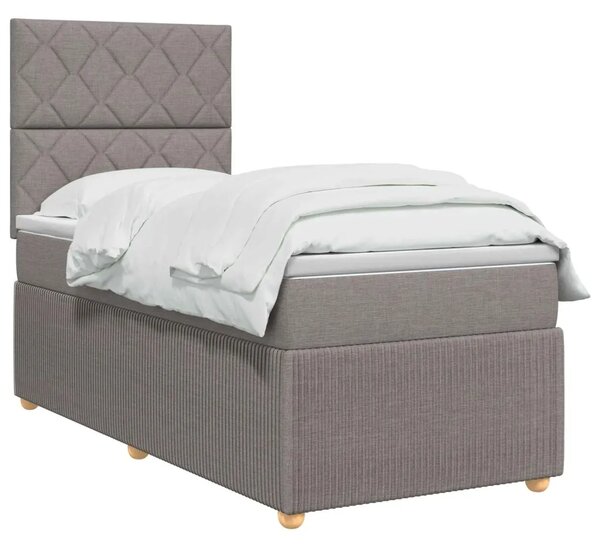 Boxspring krevet s madracem Sivosmeđa 90 x 190 cm Tkanina - Sivosmeđa 90 x 190 cm Dizajn s rombovima