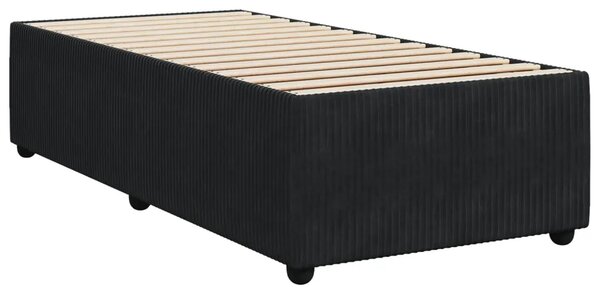Boxspring krevet s madracem Crna 90 x 200 cm Baršun - Crna 90 x 200 cm Prošiveno gumbima