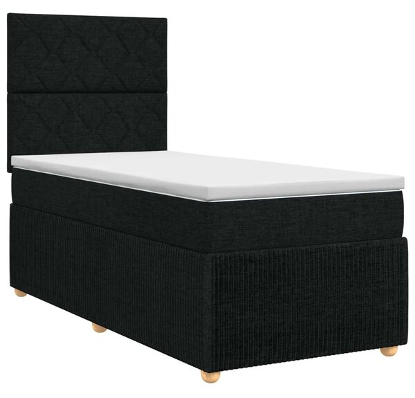 Boxspring krevet s madracem Crna 90 x 190 cm Tkanina - Crna 90 x 190 cm Dizajn s rombovima