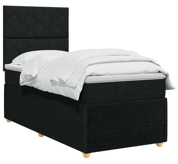 Boxspring krevet s madracem Crna 90 x 190 cm Tkanina - Crna 90 x 190 cm Dizajn s rombovima