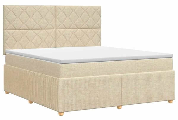Boxspring krevet s madracem Krem 160 x 200 cm Tkanina - Krem 160 x 200 cm Dizajn s rombovima