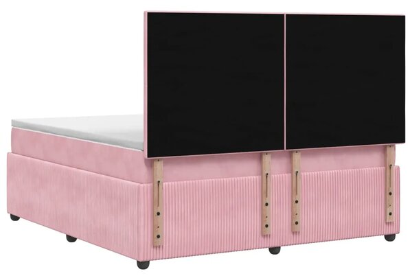 Boxspring krevet s madracem Ružičasta 140 x 190 cm Baršun - Ružičasta 140 x 190 cm Prošiveno gumbima