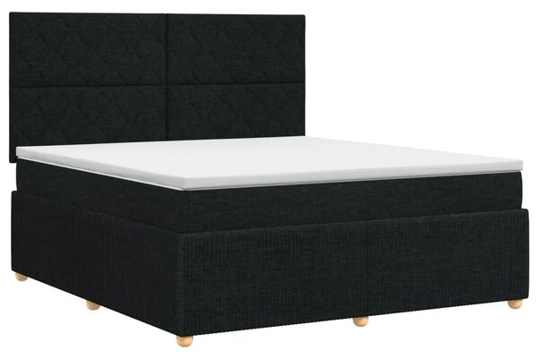 Boxspring krevet s madracem Crna 180 x 200 cm Tkanina - Crna 180 x 200 cm Dizajn s rombovima