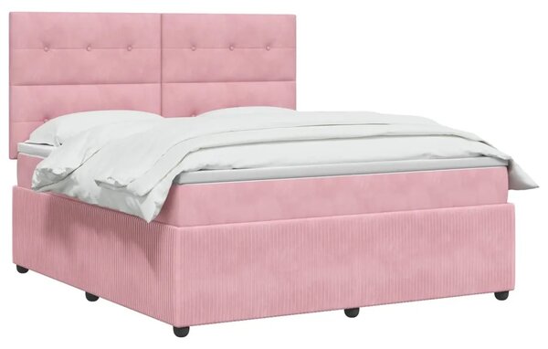 Boxspring krevet s madracem Ružičasta 140 x 190 cm Baršun - Ružičasta 140 x 190 cm Prošiveno gumbima