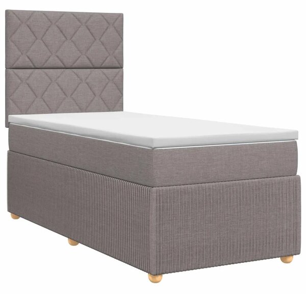 Boxspring krevet s madracem Sivosmeđa 90 x 190 cm Tkanina - Sivosmeđa 90 x 190 cm Dizajn s rombovima