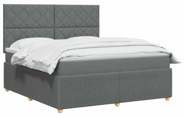 Boxspring krevet s madracem Tamnosiva 140 x 200 cm Tkanina - Tamnosiva 140 x 200 cm Dizajn s rombovima