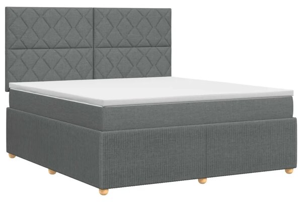 Boxspring krevet s madracem Tamnosiva 140 x 200 cm Tkanina - Tamnosiva 140 x 200 cm Dizajn s rombovima