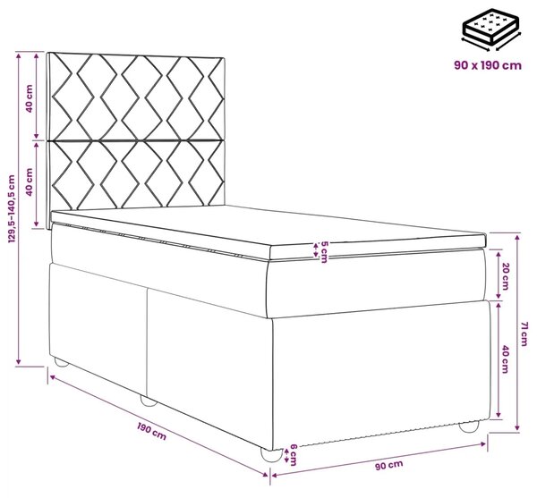 Boxspring krevet s madracem Sivosmeđa 90 x 190 cm Tkanina - Sivosmeđa 90 x 190 cm Dizajn s rombovima