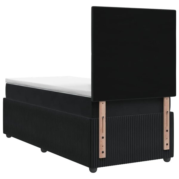 Boxspring krevet s madracem Crna 90 x 200 cm Baršun - Crna 90 x 200 cm Prošiveno gumbima