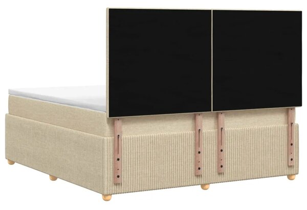 Boxspring krevet s madracem Krem 160 x 200 cm Tkanina - Krem 160 x 200 cm Dizajn s rombovima