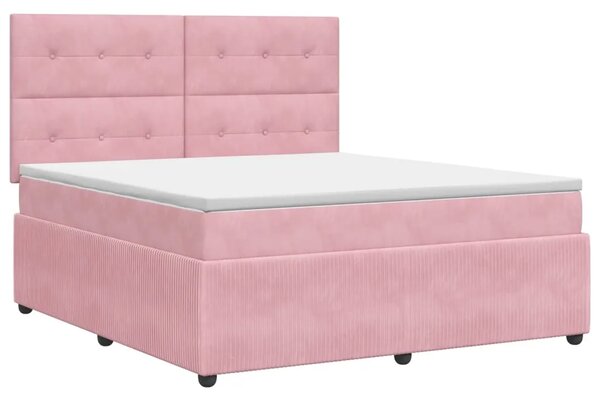 Boxspring krevet s madracem Ružičasta 140 x 190 cm Baršun - Ružičasta 140 x 190 cm Prošiveno gumbima