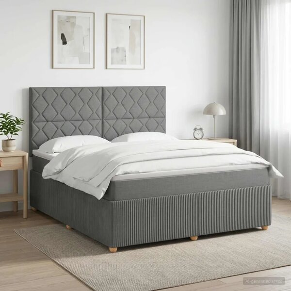 Boxspring krevet s madracem Tamnosiva 140 x 200 cm Tkanina - Tamnosiva 140 x 200 cm Dizajn s rombovima