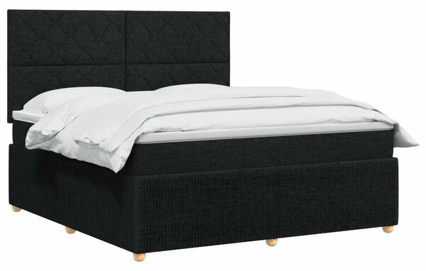 Boxspring krevet s madracem Crna 180 x 200 cm Tkanina - Crna 180 x 200 cm Dizajn s rombovima