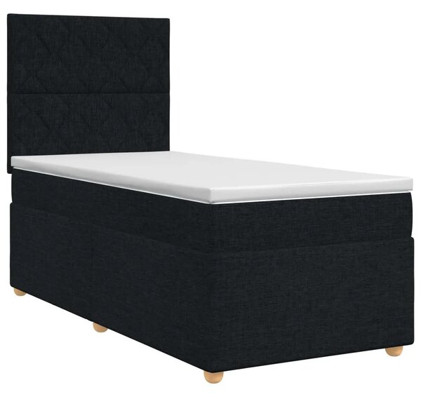 Boxspring krevet s madracem Crna 90 x 190 cm Tkanina - Crna 90 x 190 cm Dizajn s rombovima
