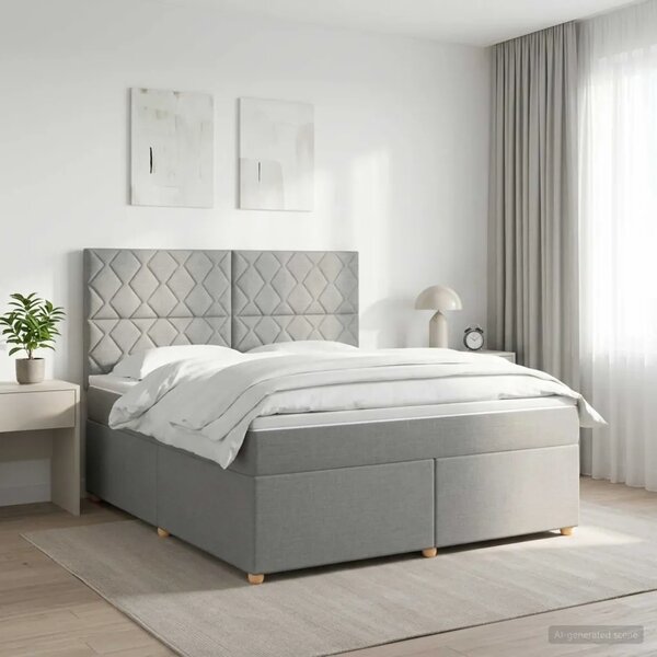 Boxspring krevet s madracem Svjetlosiva 140 x 190 cm Tkanina - Svjetlosiva 140 x 190 cm Dizajn s rombovima